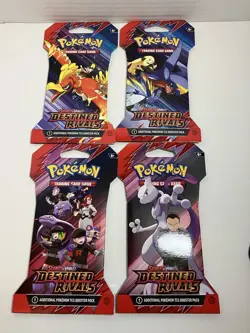 POKEMON TCG DESTINED RIVALS SLEEVED BOOSTER PACK ART SET 4 PACKS FACTORY SEALED - Image 1