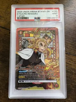 Demon Slayer Union Arena Kyojuro Rengoku SR UE05BT/KMY-1-090 English PSA 9 - Image 1