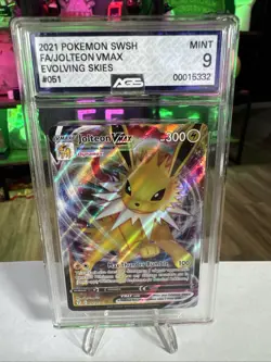 AGS 9 MINT Jolteon VMAX 051/203 Evolving Skies FULL ART Pokemon Card - Image 1