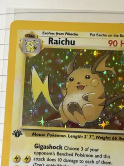 Pokemon Raichu Fossil 14/62 90 LP Holo Rare 1st Edition English Card - Image 2