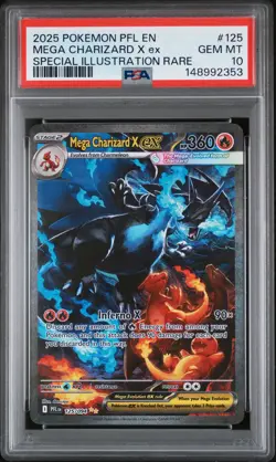 2025 POKEMON PFL EN-PHANTASMAL FLAMES #125 MEGA CHARIZARD X EX PSA 10 - Image 1
