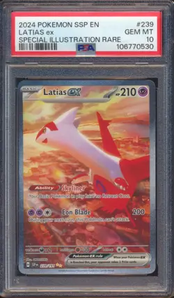 2024 POKEMON SURGING SPARKS LATIAS EX #239 SIR PSA 10! - Image 1