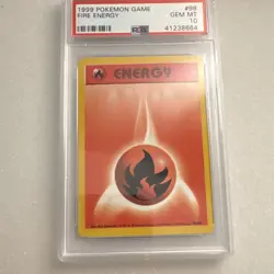 Pokemon Fire Energy 98/102 Base Set PSA 10 1999 Regular Common TCG Card - Image 1