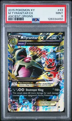 2015 POKEMON XY ANCIENT ORIGINS #43 M TYRANITAR EX PSA 9 - Image 1