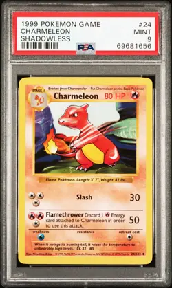 Pokemon Base Set Shadowless Charmeleon 24/102 PSA 9 - Image 1