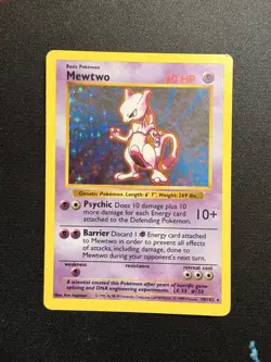 SHADOWLESS Mewtwo 10/102 Vintage Pokemon Card WOTC LP - Image 1