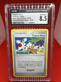 Pokemon Tropical Wind DP48 World Championship ‘09 STAFF Black Star Promo CGC 8.5 - Image 1