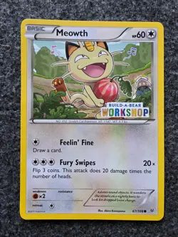Pokemon Meowth 67/108 Build-A-Bear Workshop Stamped Roaring Skies LP - Image 1