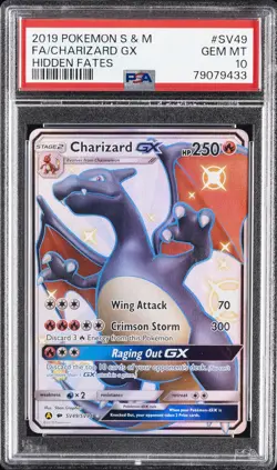 2019 POKEMON SUN & MOON HIDDEN FATES #SV49 FULL ART/CHARIZARD GX PSA 10 - Image 1