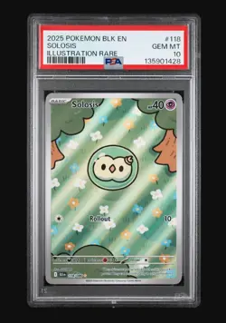Pokemon Sv: Black Bolt Solosis Illustration Rare Holo PSA 10 #118/086 - Image 1