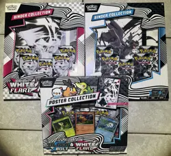 Sealed Pokemon Black Bolt and White Flare Binder Collection Bundle & Poster Box - Image 1