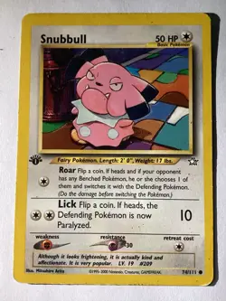 Snubbull 74/111 Neo Genesis Regular 1st Edition Common Pokemon Card - Image 1
