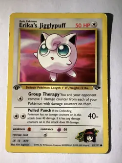 ERIKA’S JIGGLYPUFF Pokemon Card - 1st Edition - Gym Challenge - 69/132 - NM - Image 1