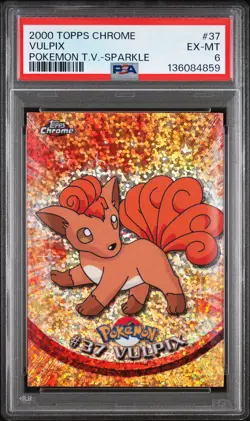 2000 TOPPS CHROME POKEMON T.V. SPARKLE #37 VULPIX PSA 6 - Image 1