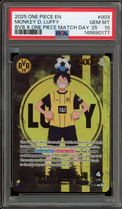 One Piece CCG Monkey.D.Luffy BVB X One Piece Match Day '25 Promo ST13-003 PSA 10 - Image 1