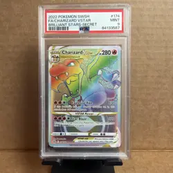 Pokemon Brilliant Stars Charizard VSTAR Rainbow Secret Rare Card PSA 9 174/172 - Image 1