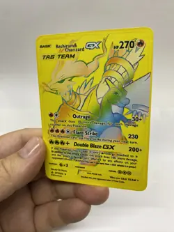 Reshiram&Charizard G Gold Metal Pokemon Card-Collectible Gift Display aa - Image 5