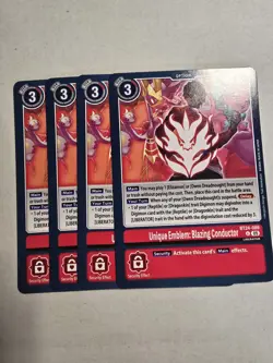 4X Digimon Card Game Unique Emblem: Blazing Conductor BT24-089 Uncommon NM - Image 1