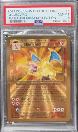 PSA 8 Gold Metal Charizard Pokemon Celebrations Ultra Premium Collection UPC #4 - Image 1