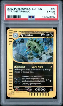 2002 POKEMON EXPEDITION #29 TYRANITAR-HOLO PSA 6 - Image 1