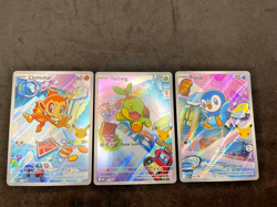 Pokemon TCG First Partner Illustration Collection Cards Turtwig Piplup Chimchar - Image 1