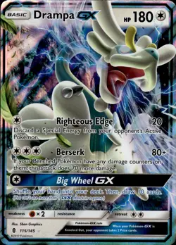 Pokemon TCG Holo Full Art Drampa GX SM - Guardians Rising 115/145 - Image 1