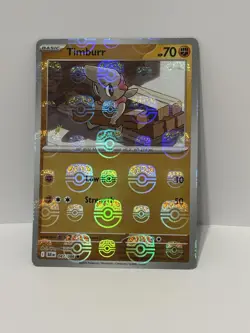 Pokemon Timburr Basic Reverse Holo Master Ball 047/086 Sv: Black Bolt - Image 1