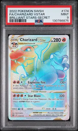 2022 Pokemon Sword & Shield Brilliant Stars #174 Fa/Charizard Vstar PSA 9 - Image 1