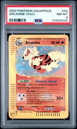 2003 POKEMON AQUAPOLIS #H2 ARCANINE-HOLO PSA 8 - Image 1