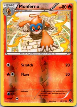 Monferno 19/114 UC Steam Siege Pokemon Reverse Holo NM - Image 1