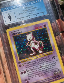 1999 Pokemon Base Set 1st Edition Shadowless #10 Mewtwo - Holo CGC Graded 9 MINT - Image 3