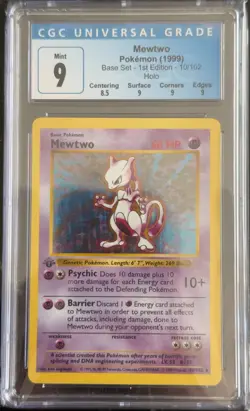 1999 Pokemon Base Set 1st Edition Shadowless #10 Mewtwo - Holo CGC Graded 9 MINT - Image 4