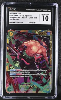 CGC 10 Roronoa Zoro One Piece (2023) Japanese - OP06-118 Secret Rare - Image 1