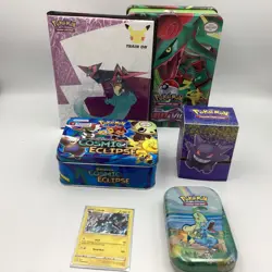 Huge Mixed Lot Pokemon Common & Holo TCG in Collector Tins and Binder #8674 - Image 1