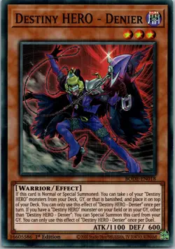 Yugioh Destiny HERO - Denier BODE-EN018 1st Edition Super Rare NM - Image 1