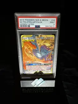 PSA 9 Moltres & Zapdos & Articuno GX Tag Team 44/68 Pokemon Card Hidden Fates - Image 1