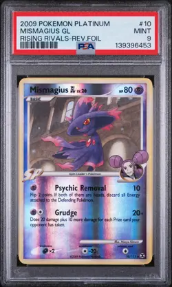 2009 POKEMON PLATINUM RISING RIVALS #10 MISMAGIUS GL-REVERSE FOIL PSA 9 - Image 1