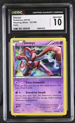 CGC 10 GEM MINT Deoxys 2015 Roaring Skies 33/108 Holo Pokemon Card - Image 1