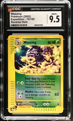 CGC 9.5 MINT+ Weezing 2002 Expedition 70/165 Reverse Holo Pokemon Card - Image 1