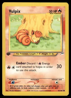 Pokemon Cards Vulpix 91/105 1st Edition Neo Destiny WOTC Common LP - Image 1