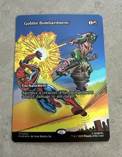 MTG Goblin Bombardment MAR 0023 Foil (Borderless) Marvel Spider-Man NM - Image 1