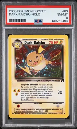 2000 POKEMON ROCKET #83 DARK RAICHU-HOLO PSA 8 - Image 1