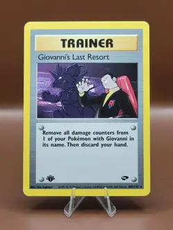 Pokemon 1st Edition Gym Heroes Giovanni's Last Resort Trainer Rare 105/132 LP - Image 1