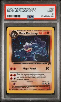 2000 POKEMON ROCKET #10 DARK MACHAMP-HOLO PSA 9 - Image 1