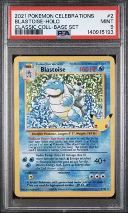 Pokemon 2021 Blastoise 2/102 Celebrations Classic Collection Holo PSA 9 - Image 1