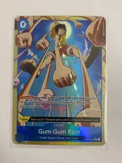 One Piece Card Game 🏴‍☠OP02-068 Gum-Gum Rain R NM Alt Art Foil ENGLISH - Image 1