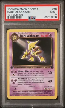 2000 Pokemon Rocket - Dark Alakazam 1st Edition 18/82 PSA 9 - Image 1