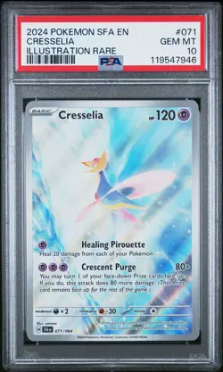 2024 POKEMON SFA EN-SHROUDED FABLE ILLUSTRATION RARE #071 CRESSELIA PSA 10 - Image 1