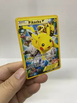 Pikachu V Gold Metal Pokemon Card-Collectible Gift Display！Christmas ff - Image 3