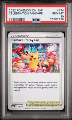 PSA 10 GEM MINT INDONESIAN POKEMON 2022 CELEBRATION FANFARE 374/S-P PROMO - Image 1